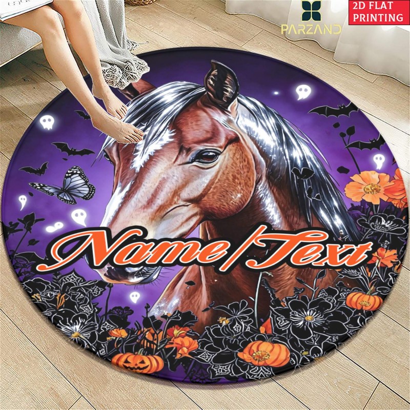 Home Bathroom Name - Okrągły dywan na Halloween z motywem