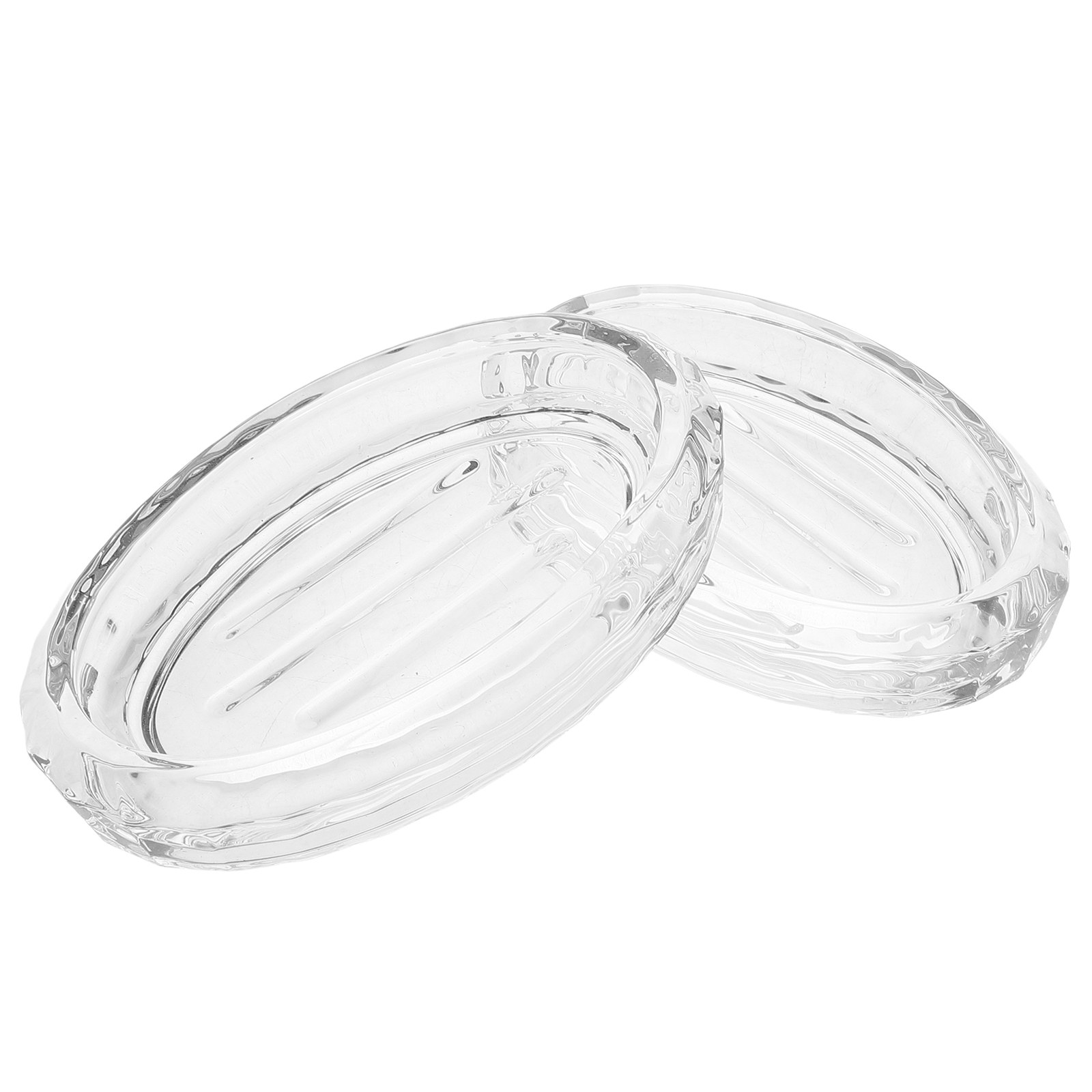 Glass Soap Dish - 2 szt. przezroczystych szklanych mydelniczek owalnych,