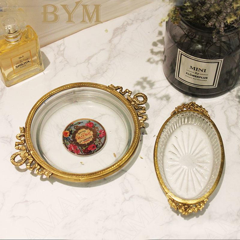 Glass Soap Dish - Szkło europejskie taca Retro ulga wystrój