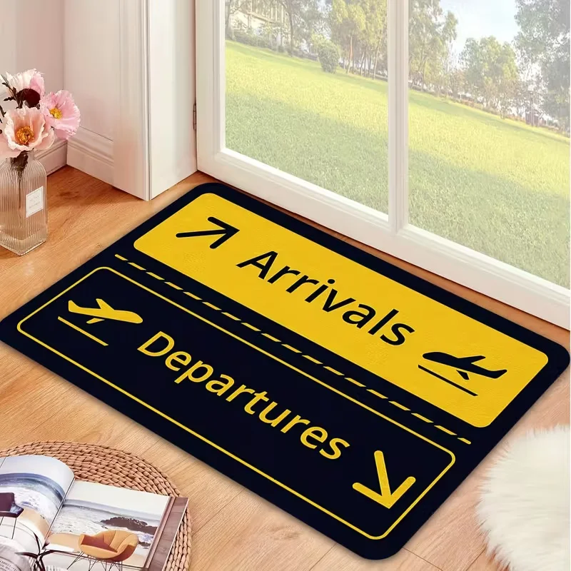 Home Bathroom Door Signs - Zabawna wycieraczka z grafiką lotniska, dywanik