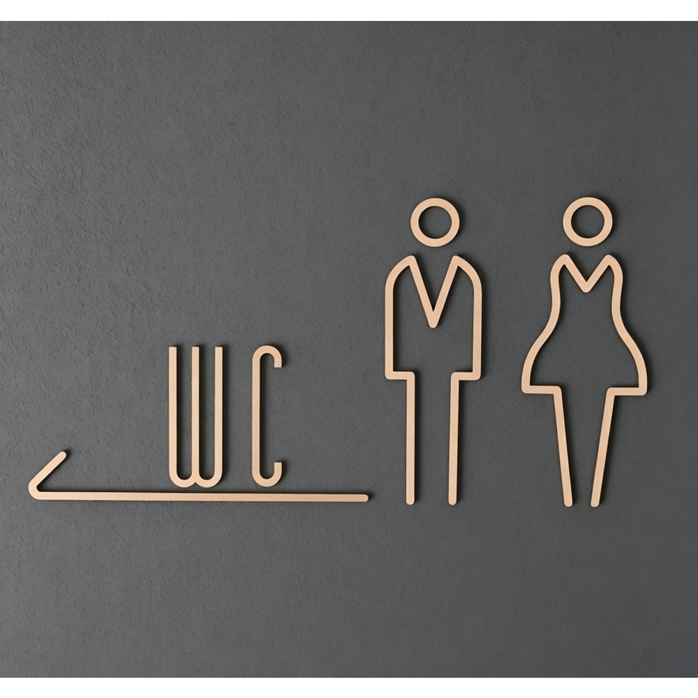 Złoty znak na drzwi toalety z  – Home Bathroom Door Signs recenzja i cena
