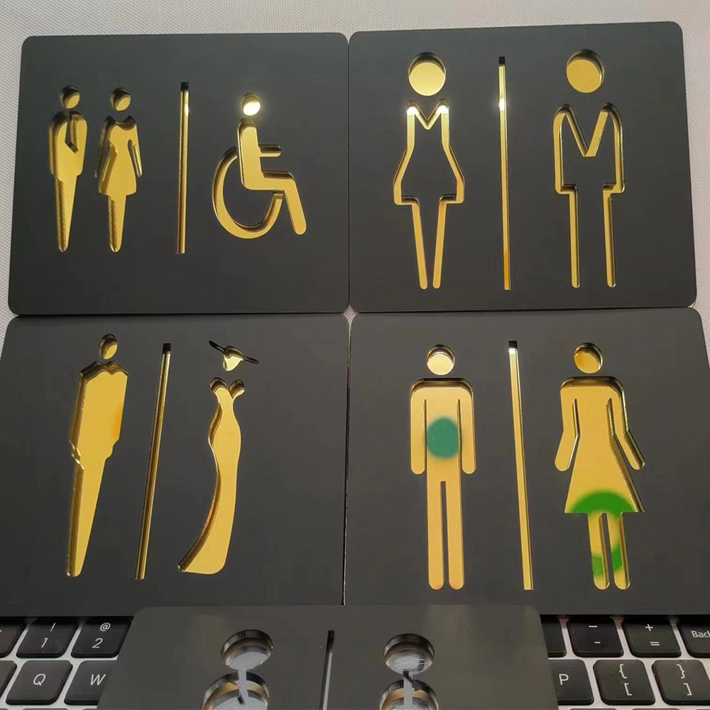 Matowy czarny złoty znak toale – Home Bathroom Door Signs recenzja i cena